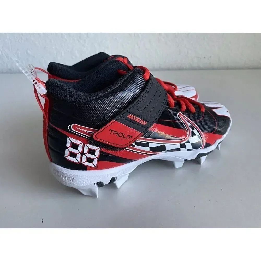 SIZE 5.5Y Nike Force Trout 7 GS Black Challenge Red Customizable Baseball Cleats